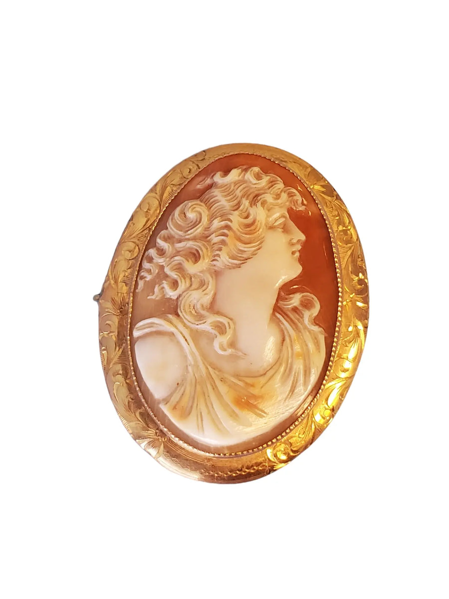 Vintage Estate Cameo Pin Pendant Ornate detail Joseph Diamonds