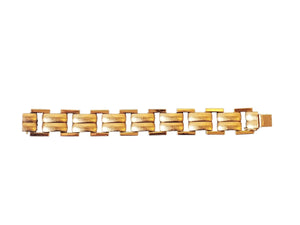 Vintage Italian Link Bracelet 18k Yellow Gold Heavy Solid Matte and Polished - Joseph Diamonds