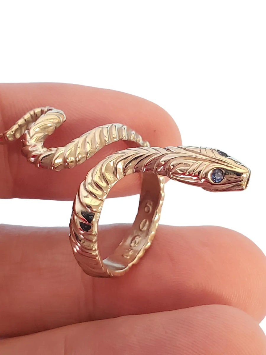 Vintage Snake Ring 14k White Gold Stunning Show Stopper - Joseph Diamonds