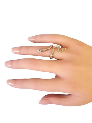 Vintage Snake Ring 14k White Gold Stunning Show Stopper - Joseph Diamonds